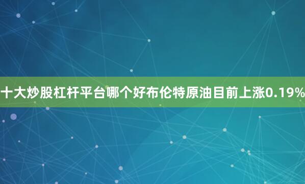 十大炒股杠杆平台哪个好布伦特原油目前上涨0.19%