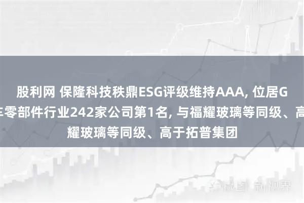 股利网 保隆科技秩鼎ESG评级维持AAA, 位居GICS三级汽车零部件行业242家公司第1名, 与福耀玻璃等同级、高于拓普集团